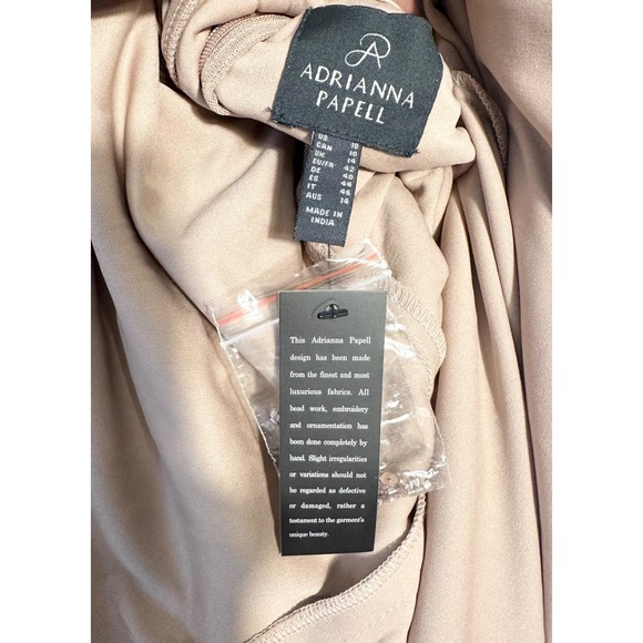 Adrianna Papell Womens Elegant Beaded Flutter Sleeve Midi Dress Rose Gold S 10 - Picture 5 of 7